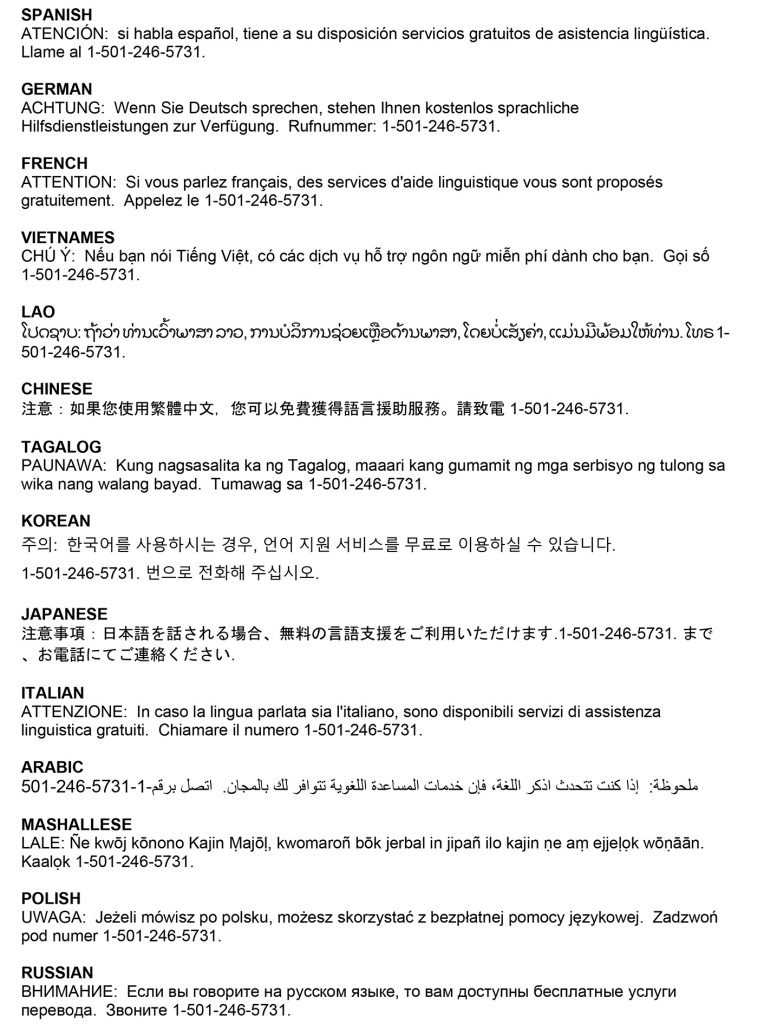 Affordable Care Act language assistance