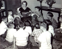 Group of boys listening to reading